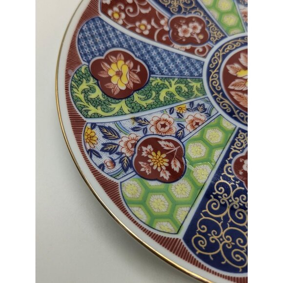 Japanese Imari Ware Decorative Plate Floral Geometric Design Collectors Item 6 1 - Picture 14 of 17